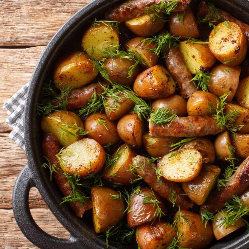 Oven-Baked Bliss: Bratwurst and Mustard Potatoes Perfectly Roasted