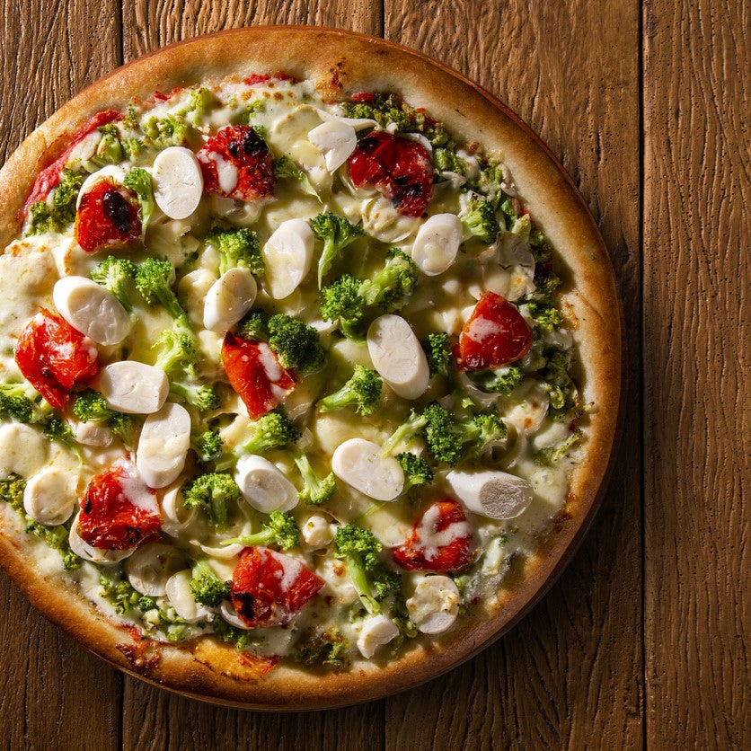 Slice of Heaven: Broccoli Rabe & Mozzarella Chicken Sausage Focaccia Pizza