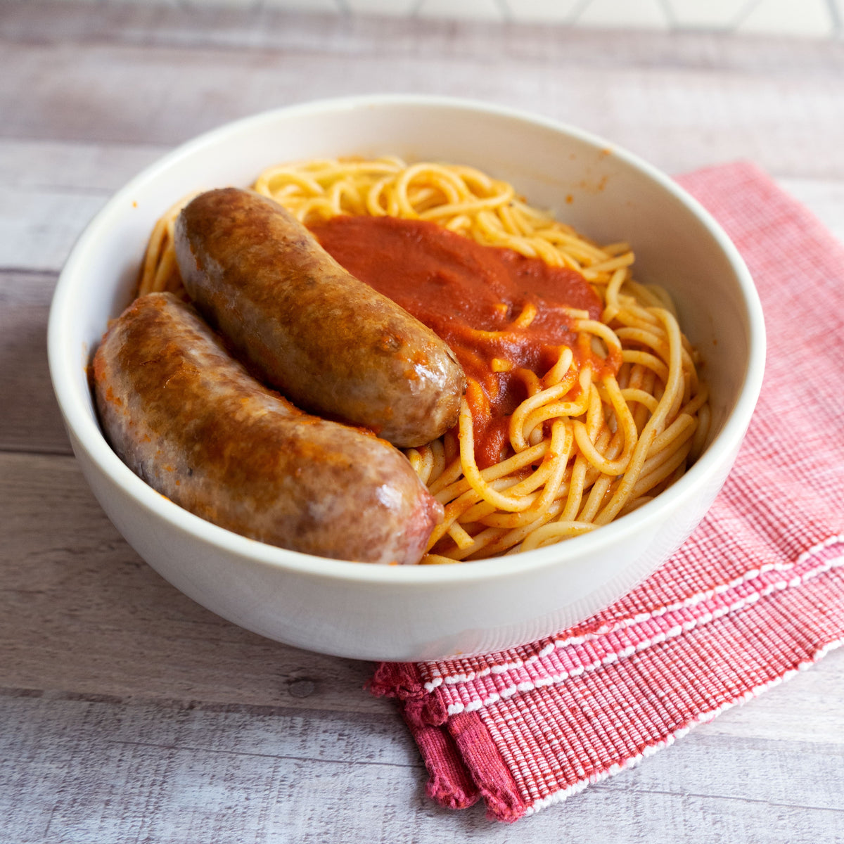 Recipe for a Taste of Italy Sweet Italian Sausage & Marinara Spaghett